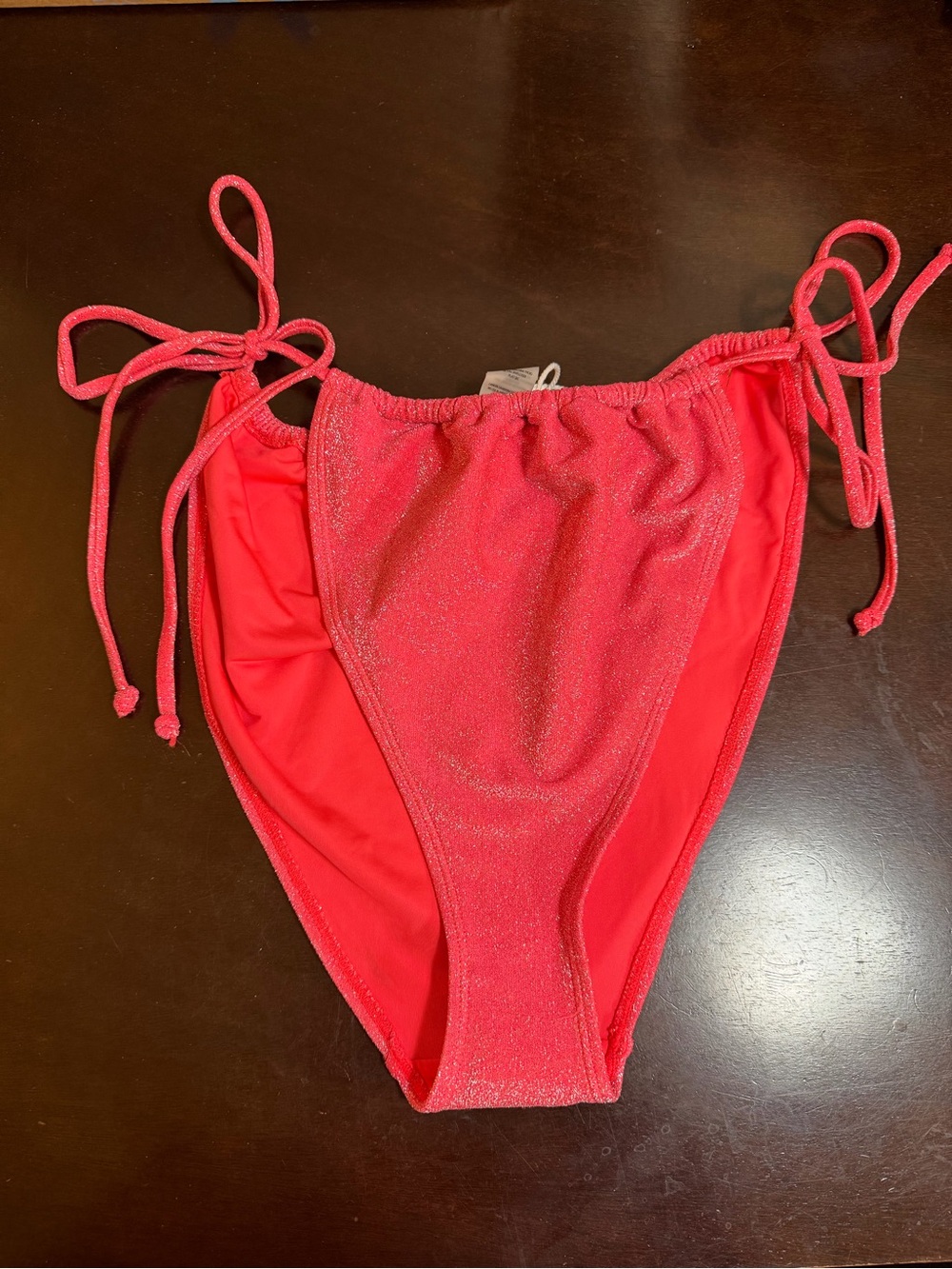 Good American Neon Pink Shimmer Bikini Bottoms Size 7 14/16 NWT